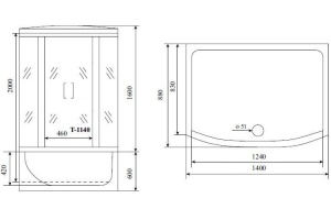Душевая кабина Timo Standart 140x88 см (T-1140) - 2