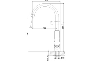 Смеситель для кухонной мойки Rossinka  хром (RS27-23) - 2
