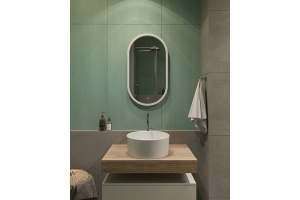 Зеркало DIWO Казань 45 белое, с подсветкой сенсорной, овальное, белое, изМДФ, в современном стиле - 3