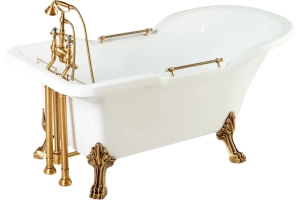 Ванна из искусственного камня Migliore Impero 25267 180x87 белая, бронза