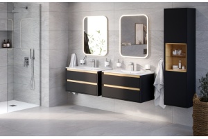 Шкаф-пенал EXCELLENT Tuto 40 черный матовый - светлое дерево - 2