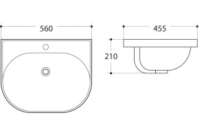Раковина керамическая накладная AM-78364, цвет белый, 560х455х210 - 2