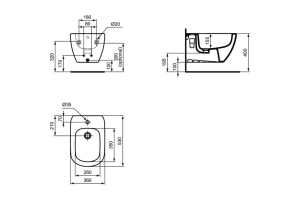 Биде подвесное TESI 1/отв черн Ideal Standard T3552V3 - 2