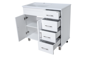 Тумба с раковиной Misty Купер 90 левая белая матовая - 2