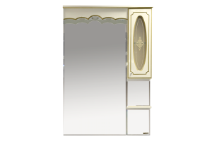 Зеркало-шкаф Misty Монако 80 R бежевый-золото с подсветкой