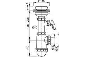 Сифон для мойки A446P с нерж. решеткой D=115 и под - 2