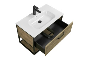 Комплект мебели Aquaton Лофт Фабрик 80 с раковиной Victoria 80 темное дерево  - 3