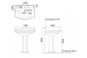 Раковина Creo Ceramique Dijon DI3000+DI3010 Белая - 2