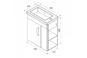 Тумба с раковиной IDDIS Torr 40 подвесная белая полки справа (TOR40WRi95K) - 2