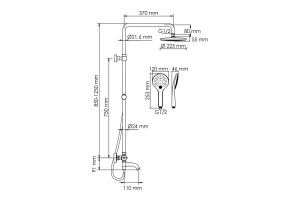 Душевая система WasserKraft 22.5 с термостатом черный матовый - 3