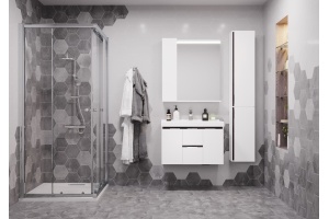 Тумба с раковиной Aquaton Рене 80 белый, грецкий орех, миранда - 2