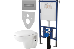 Комплект Унитаз подвесной Seramiksan Natura A051041H + Система инсталляции для унитазов DIWO 4501 + Кнопка смыва DIWO 7321 хром матовый