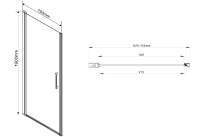 Душевая дверь Vincea Orta 70 хром стекло рифленое - 3