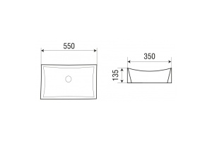 Раковина накладная WW ELBACH 1002 55 белый (10000004586) - 2