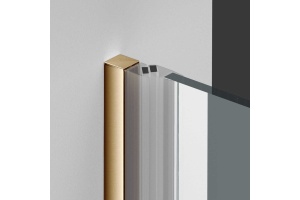 Душевая дверь в нишу Vincea Alpha 60х195 профиль брашированное золото стекло прозрачное  - 2