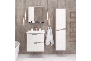 Тумба с раковиной Onika Брендон 60 камень светлый/бетон крем (106138) - 2