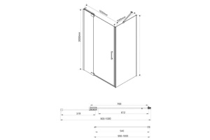 Душевой уголок Vincea Extra 100х100 профиль черный стекло прозрачное - 3