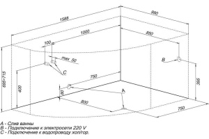 Акриловая ванна Aquanet Capri 160x100 R - 2