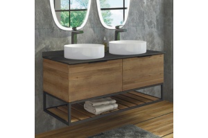 Тумба с раковиной Comforty Порто 120, подвесная, дуб тёмно-коричневый