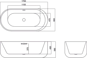 Акриловая ванна Black&White Swan 170х80 черно-белая - 3