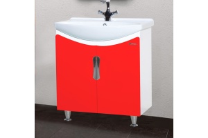 Тумба с раковиной Bellezza Лагуна 65 прямая красная