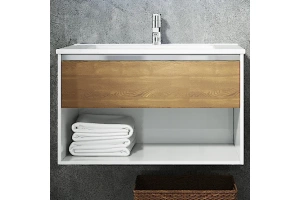 Комплект мебели Sanvit Контур 80 белый глянец - светлое дерево - 2