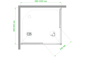 Душевой уголок Royal Bath HPD 100х90 профиль белый стекло матовое - 3
