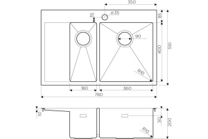 Мойка кухонная Omoikiri Akisame 78-2-GM-R вороненая сталь - 2