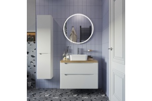 Мебель для ванной STWORKI Берген 80 белая со светлой столешницей, раковина Sottile 1477-001-0125