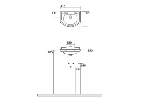 KERASAN Retro Раковина 410х320мм c 1 отв.выбитым вручную под смеситель слева (SX), цвет белый - 2