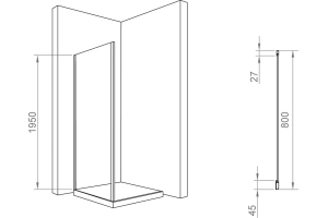 Душевая стенка RGW Z-050-2 80х195 профиль хром стекло прозрачное - 3
