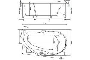 Акриловая ванна Aquatek Таурус R, с фронтальным экраном - 2