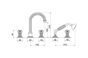 Смеситель Cezares Olimp BVD 03/24 O на борт ванны - 2
