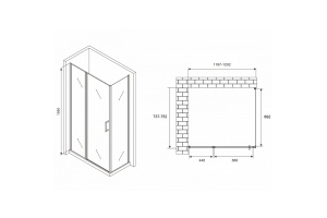 Душевой уголок Abber Sonnenstrand 120х75 хром стекло матовое - 2