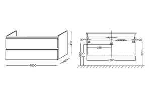 Тумба под раковину Jacob Delafon Vox 100 см (EB2025-RA-G1C) - 2