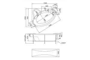 Каркас для ванны 1MarKa Catania 150х105 R/L 03кт1510 Черный - 2
