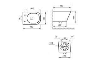 OVALE AM011CHR-MB Чаша унитаза подвесного, безободкового, цвет чёрный матовый ART&MAX - 3