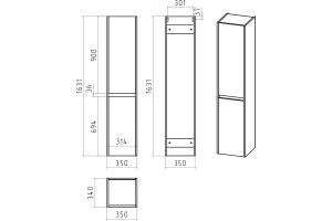Шкаф-пенал Brevita Balaton 35 R, комбинированный (BAL-05035-48-2П) - 2