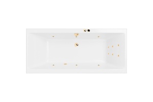 Акриловая ванна Excellent Pryzmat Slim 170x75 белая золото с гидромассажем