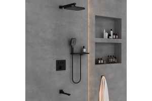Душевой комплект Vincea с термостатом черный матовый