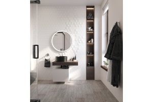 Столешница STWORKI Ольборг 80 дуб карпентер, без отверстий, с тумбой 50, с раковиной BOCCHI Vessel черной - 2