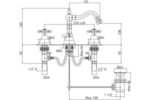 Смеситель для биде Cezares LORD бронза (LORD-BBS2-02) - 3