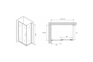 Душевой уголок Abber Schwarzer Diamant 110х80 хром стекло прозрачное - 2
