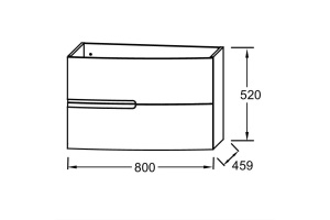 EB1888RU-G1C Nona Мебель с интегрированными ручками, глянцевый белый, 80 см, 2 ящика - 2