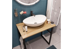 Мебель для ванной DIWO Элиста 80 светлое дерево, с раковиной Moduo 55 Leaf - 3
