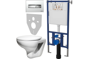 Комплект Унитаз подвесной Roca Mateo 346200000 с микролифтом + Система инсталляции для унитазов DIWO 4501 + Кнопка смыва DIWO 7322 хром