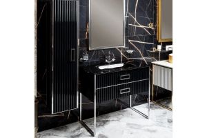 Шкаф-пенал Armadi Art Monaco подвесной черный глянец - хром - 3