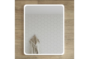 Зеркало STWORKI Монтре 80 с подсветкой, сенсор на зеркале, квадратное, белое, настенное