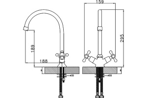 Смеситель для кухонной мойки Rossinka  хром (G02-72) - 2