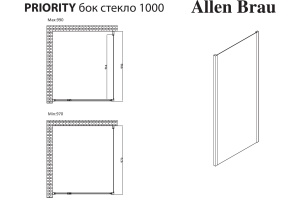 Боковая стенка Allen Brau Priority 100х200 стекло тонированное профиль хром - 2
